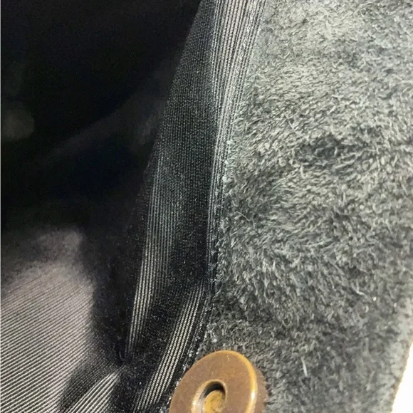 Chic Vintage YSL Black Suede Women's Tote Bag.Yves Saint Laurent Whipstitch